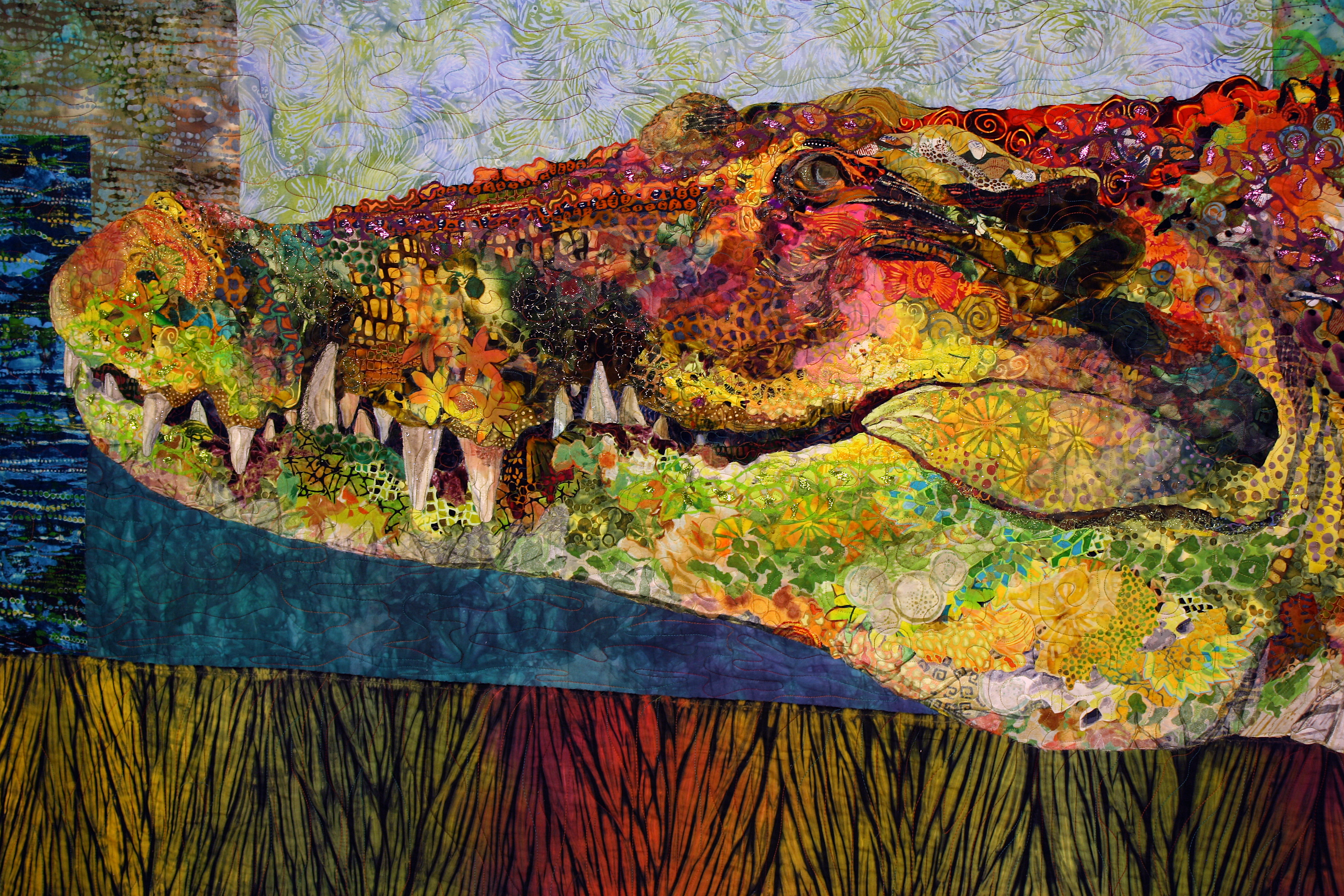 Tom’s Favorite Posts: Susan Carlson’s Fabric Collage Quilts—”Crocodylus Smylus”