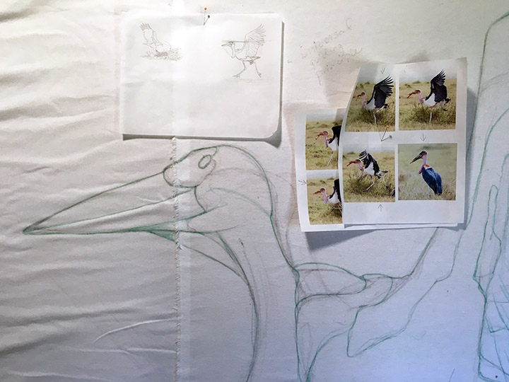 In Progress: Marabou Stork for Special Exhibit at IQF
