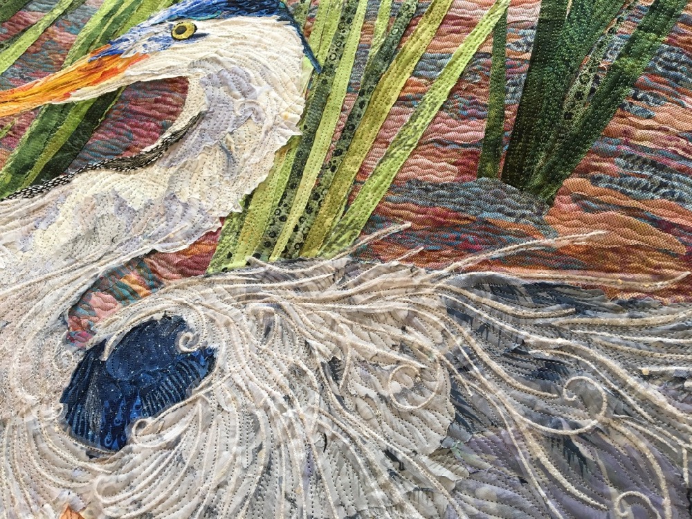 Creating Feathers in Fabric Collage