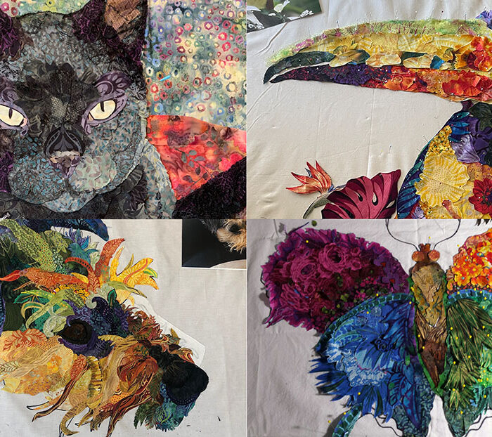 NOT On the Road Teaching: March 2021—First Live Online Fabric Collage Class Results