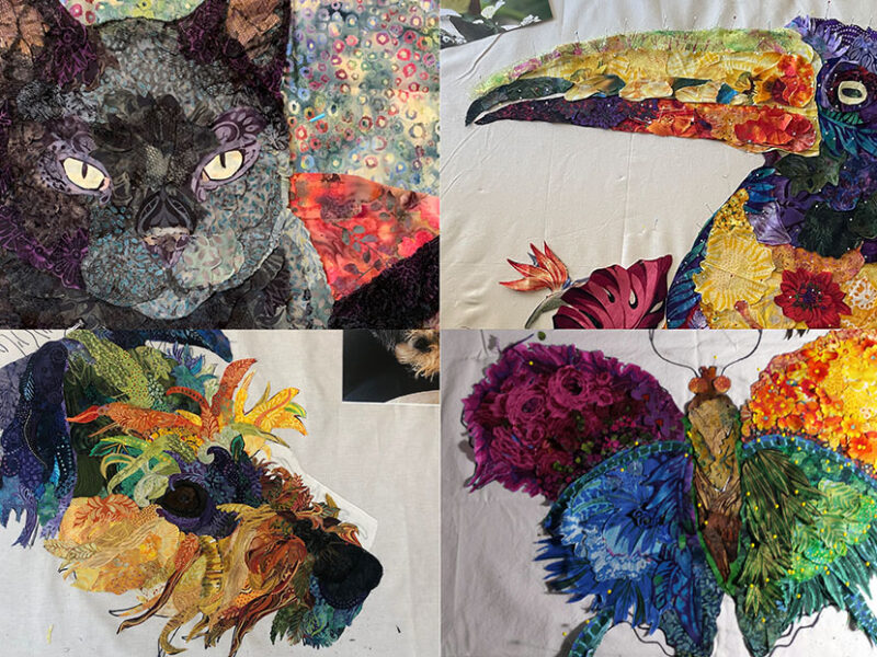 NOT On the Road Teaching: March 2021—First Live Online Fabric Collage Class Results