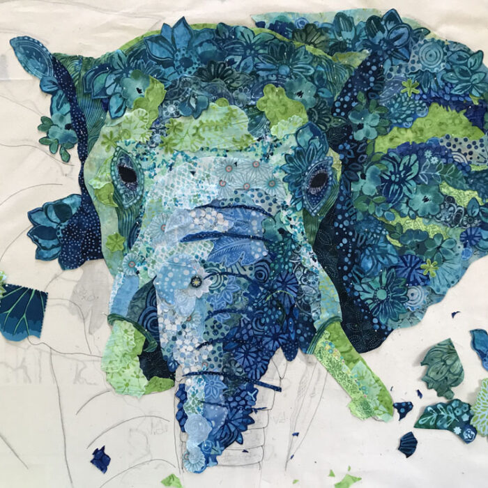 NOT on the Road: May 2021 Live Online Fabric Collage Class—Part One: Zookeepers