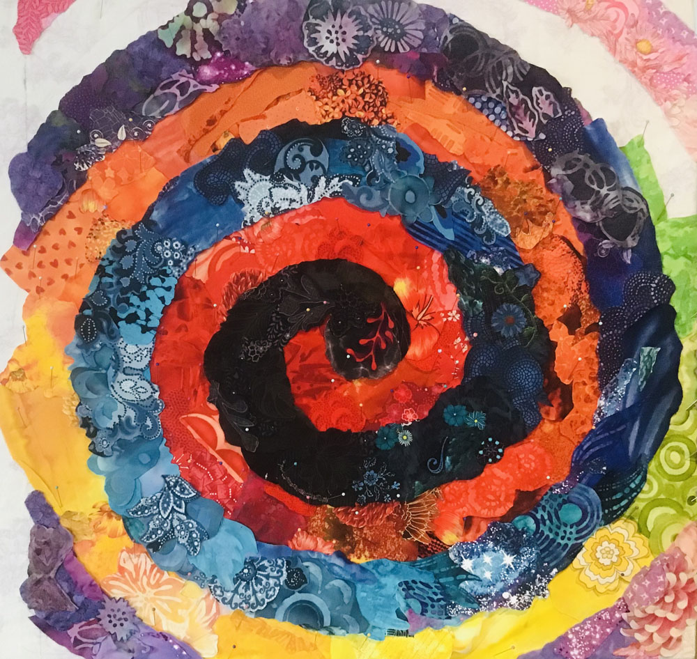 Fabric Collage Finish Line: Spiraling Together Group