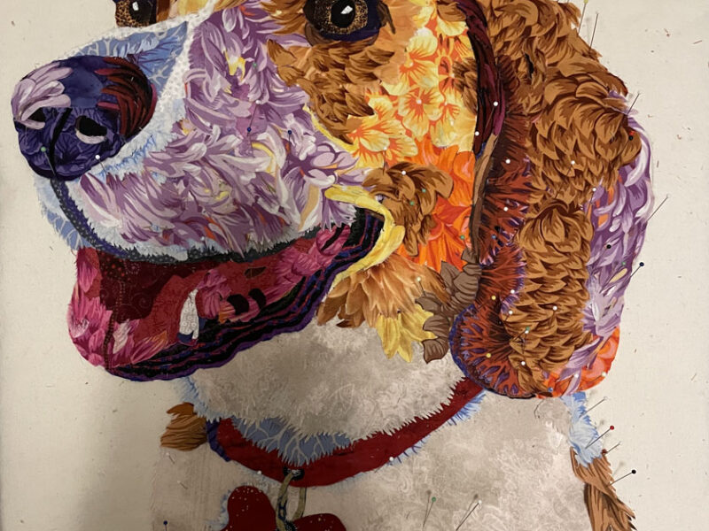 January 2022 Live Online Fabric Collage Class—Part Three: Colorful Canines