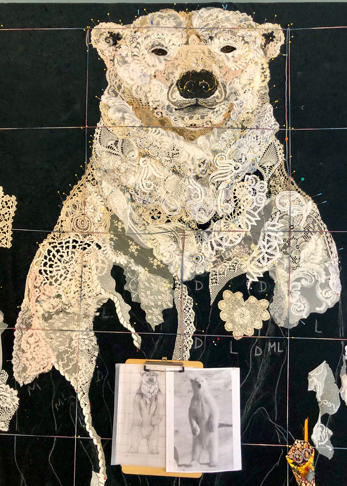 Susan Carlson Throwback Thursday: A Fabric Collage Lace Polar Bear Part 1