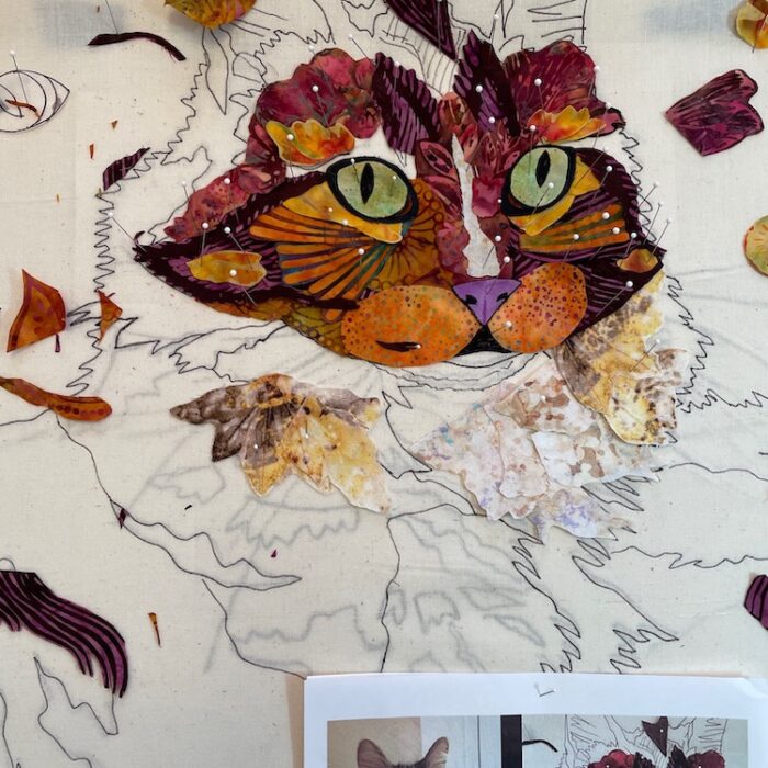 NOT On the Road: January 2023 Live Online Fabric Collage Class—Part 1: Zookeepers