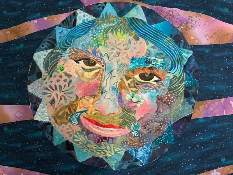A Good Way to Learn Fabric Collage Portraiture: Sun and Moon Faces