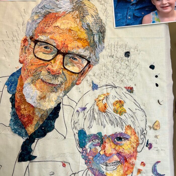 NOT On the Road: My First Portraits Only Online Fabric Collage Class—Part 1