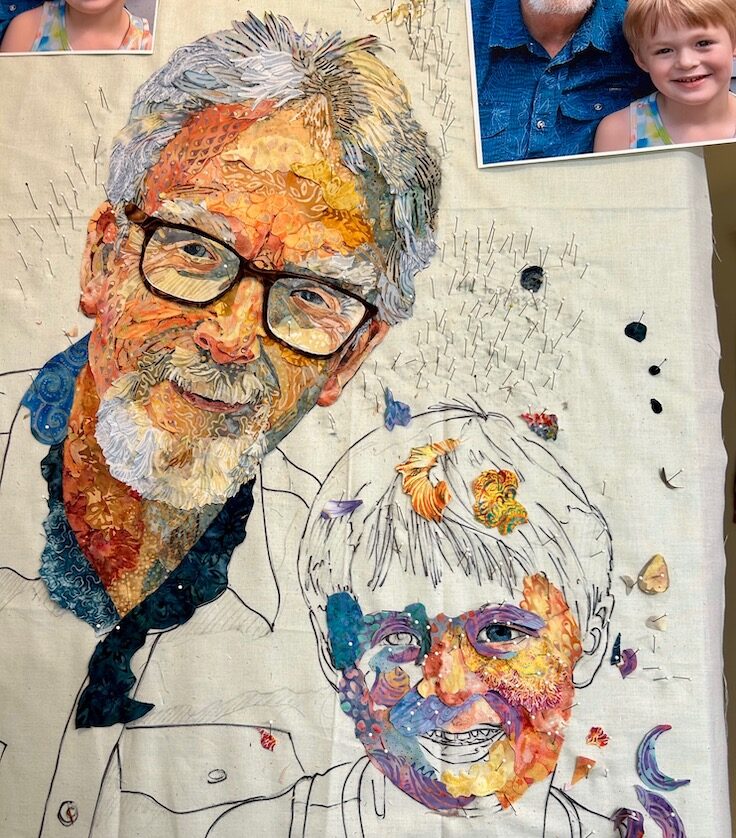 NOT On the Road: My First Portraits Only Online Fabric Collage Class—Part 1