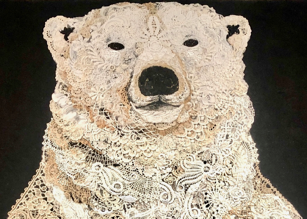 Susan Carlson Throwback Thursday: “Winfrieda,” the Lace Polar Bear Returns to Fly on the Wall—Free Event!