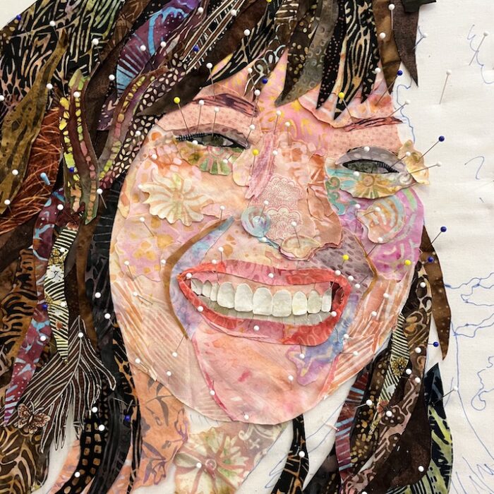 NOT on the Road: June 2024 Live Online Fabric Collage Portrait Class Part 2