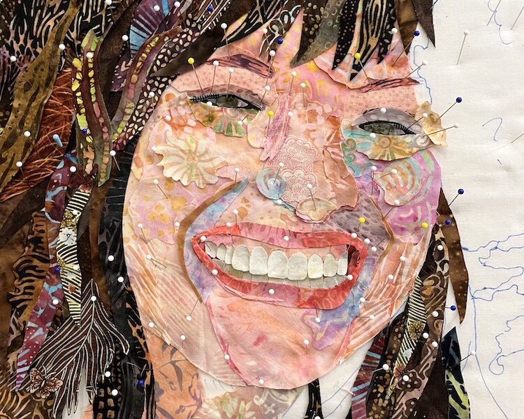 NOT on the Road: June 2024 Live Online Fabric Collage Portrait Class Part 2