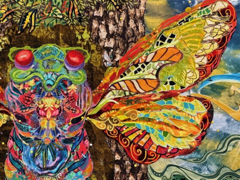 Susan Carlson Fabric Collage: This Week in My Studio—Return of the Cicada—Still in Second Draft