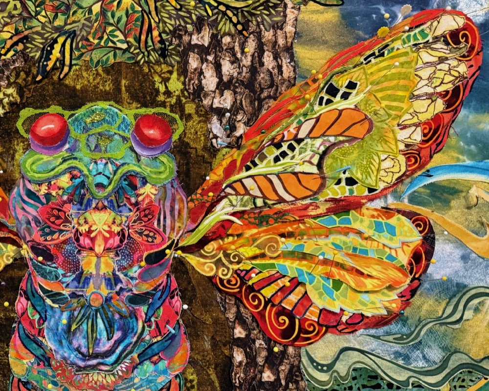 Susan Carlson Fabric Collage: This Week in My Studio—Return of the Cicada—Still in Second Draft Susan Carlson Fabric Collage: This Week in My Studio—Return of the Cicada—Still in Second Draft