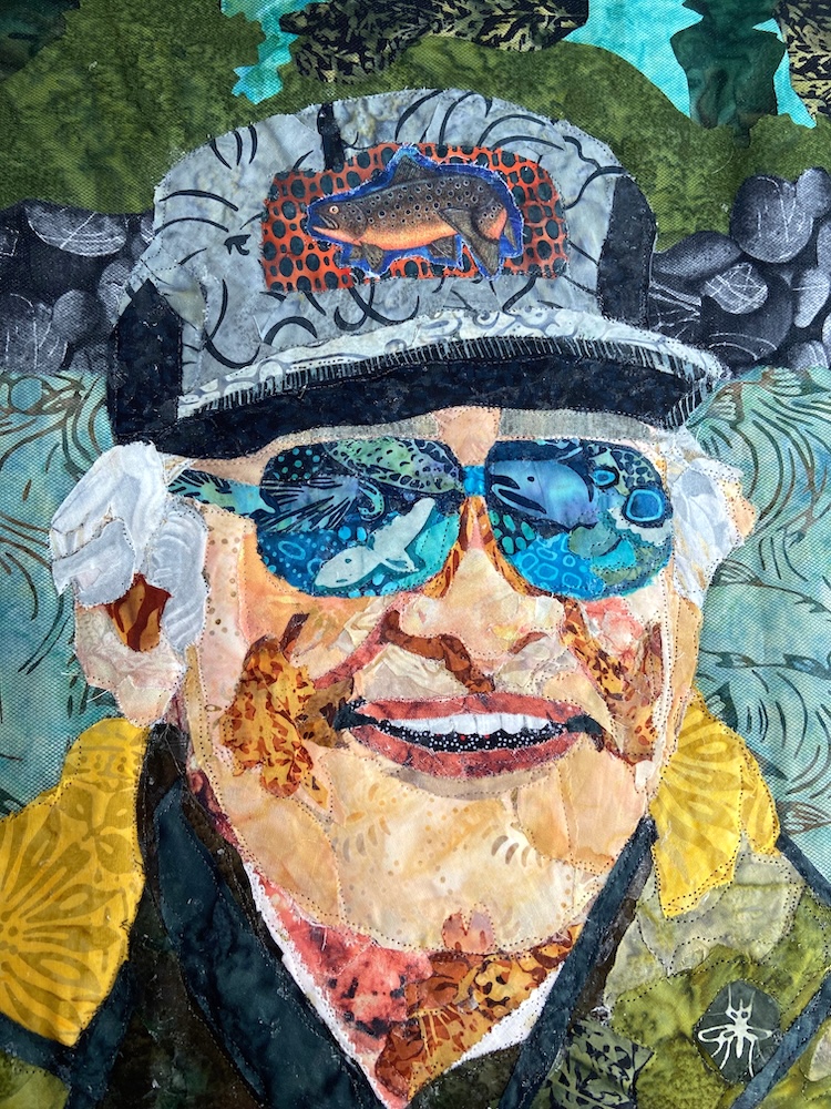 Susan Carlson Fabric Collage Finish Line 127: Dishing Some Fish